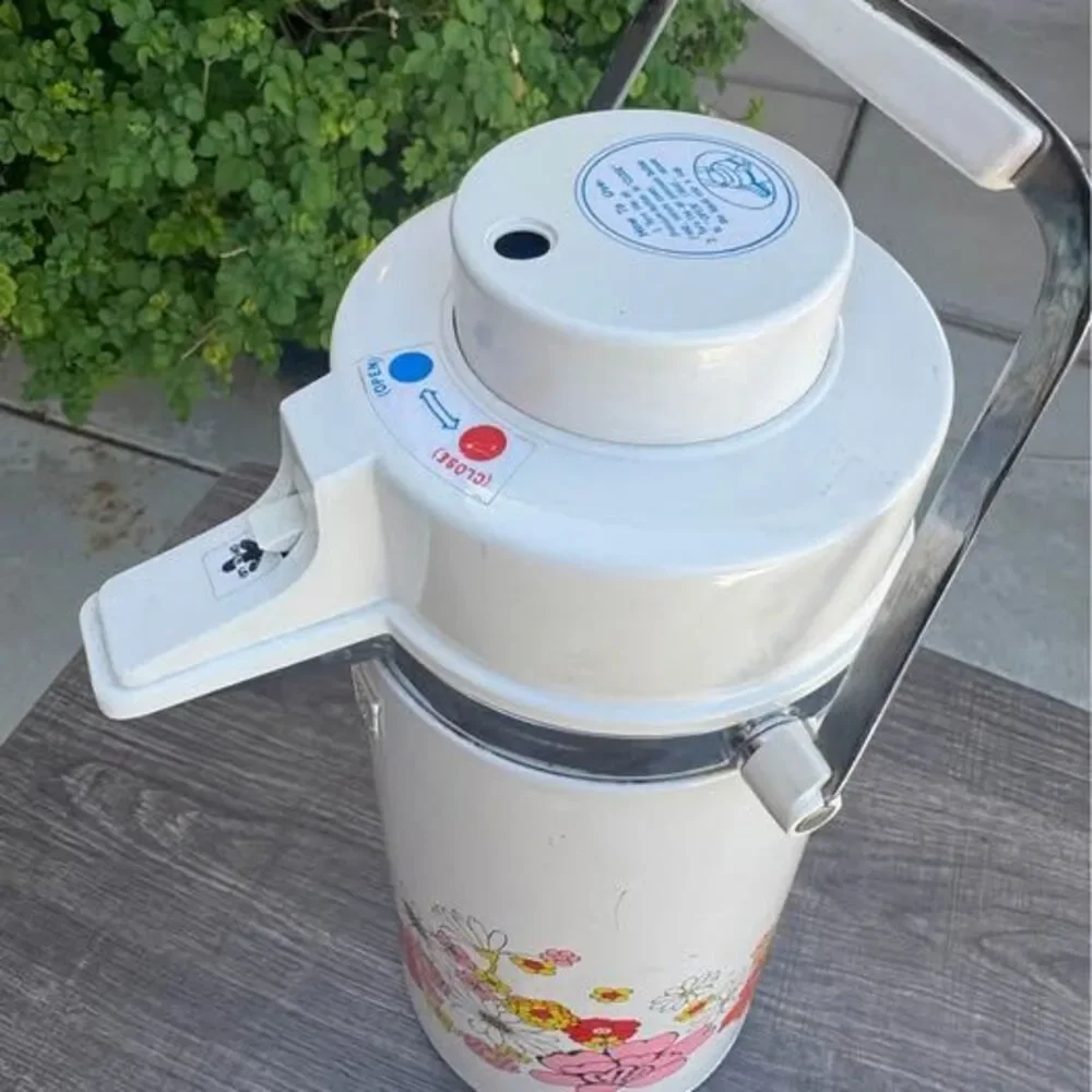 1960’s 1.9L King Hot Cold Thermos Pump Hippie Flower Works Tested